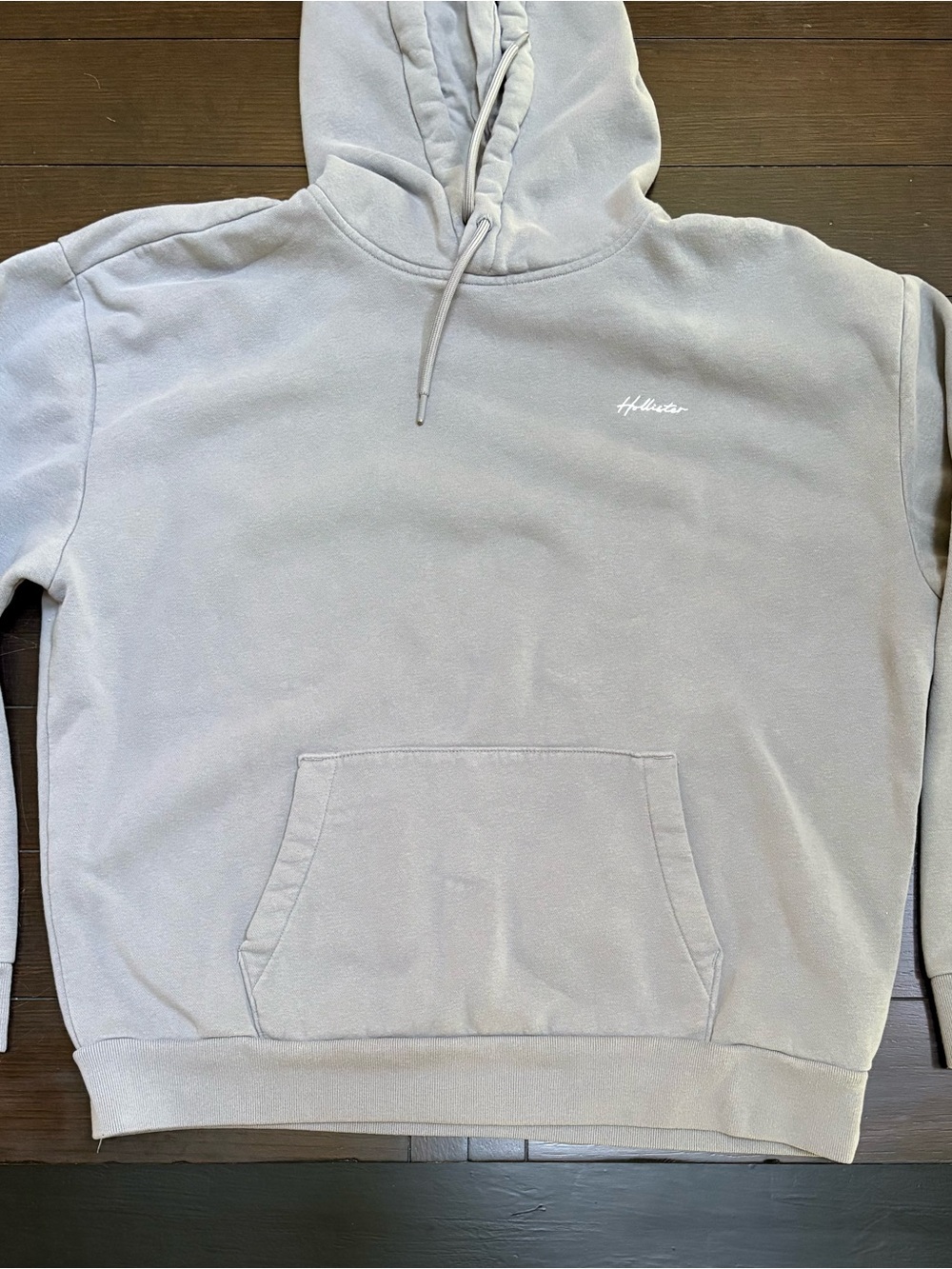 Hollister Light Gray Relaxed Fit Pullover Hoodie - XL